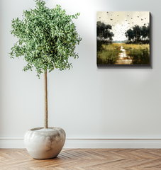 Moonlit Meadows Landscape Wrapped Canvas