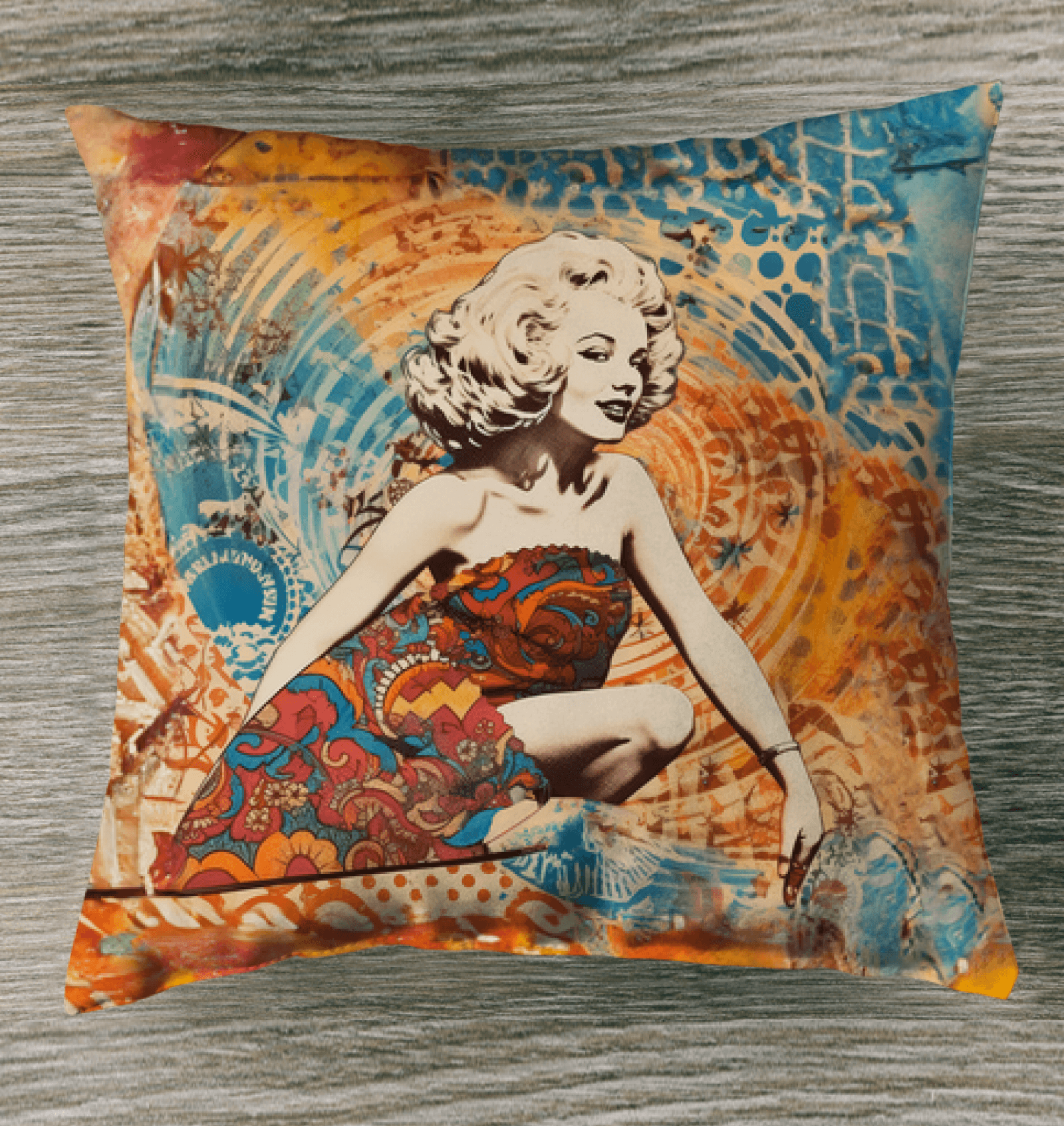 Elegant outdoor pillow featuring the Surfing 5 03 surf design, ideal for adding coastal vibes to your garden seating.