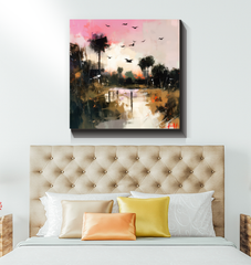 Tropical Paradise Landscape Wrapped Canvas