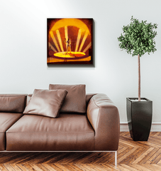 SurArt 94 Wrapped Canvas adding a vibrant touch to a contemporary living room, showcasing its dynamic colors.