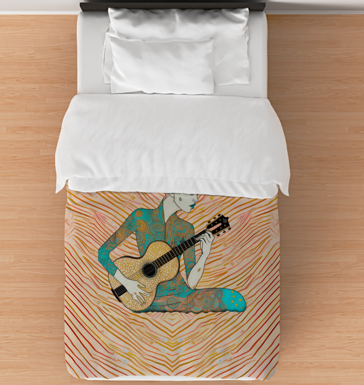 Colorful wildflower print on a cozy comforter, perfect for brightening up any bedroom decor.