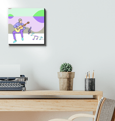 Man Playing Guitar Line Art 2 Wrapped Canvas - Beyond T-shirts