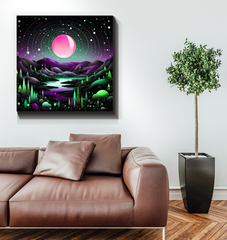 Celestial Cliffs Starry Landscape Canvas