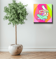 Man Playing Guitar Line Art 1 Wrapped Canvas - Beyond T-shirts