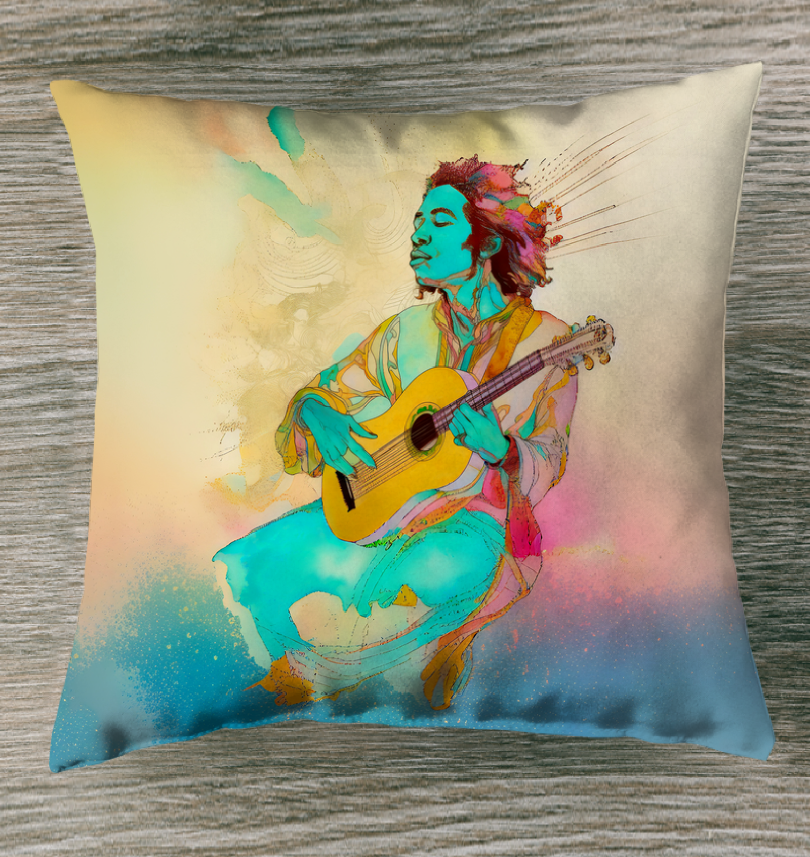 Whimsical Wildflower Indoor Pillow adding playful charm to a sofa.