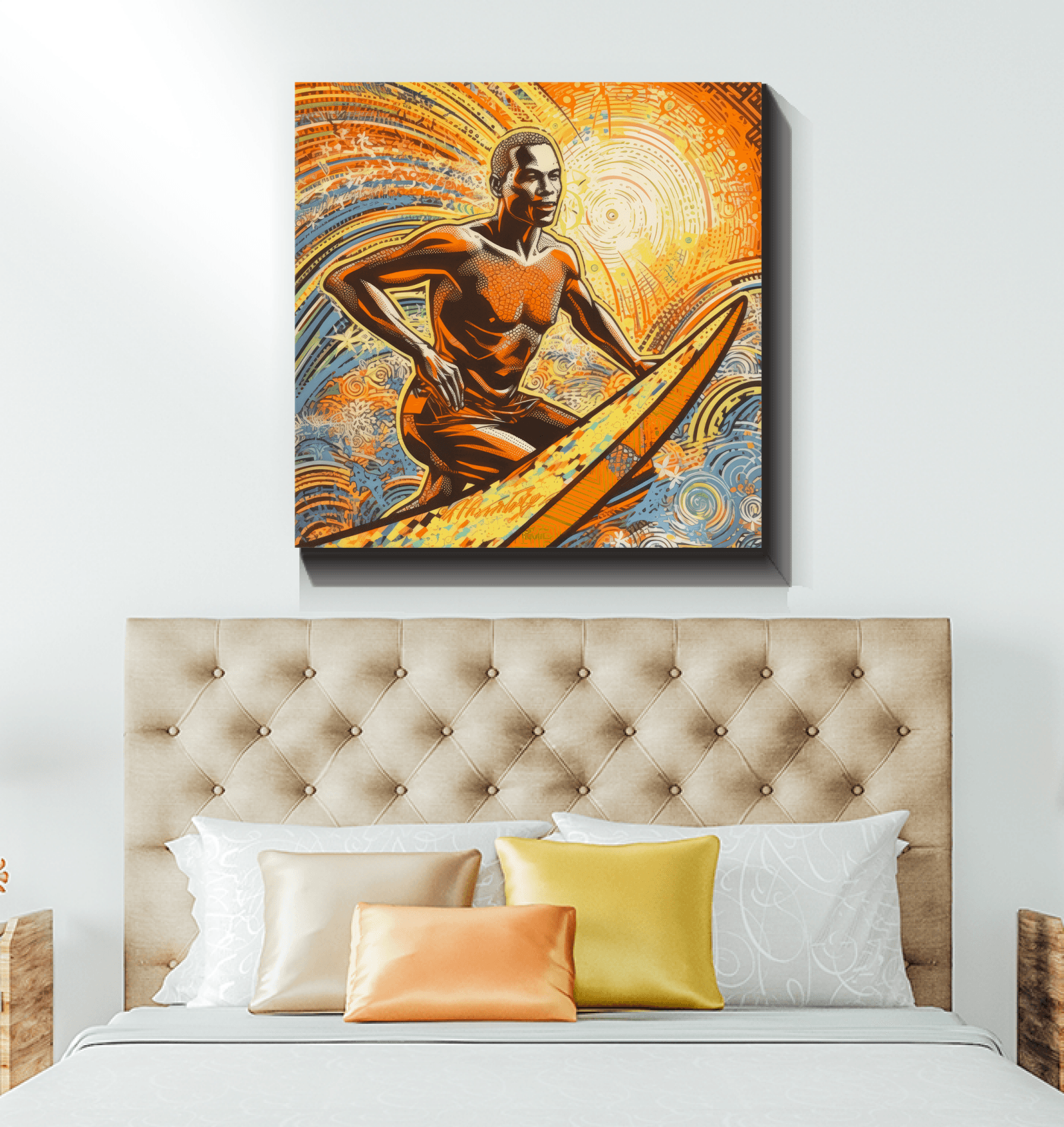Tranquil beach landscape on Surfing 5 15 Canvas