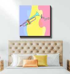 Trumpet Line Art Wrapped Canvas - Beyond T-shirts