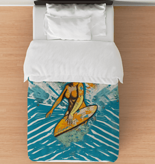 Sophisticated Surfing 5 31 Duvet Cover with a chic, surf-inspired design for a tranquil bedroom atmosphere.