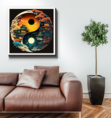 Energizing cosmic patterns on canvas artwork.