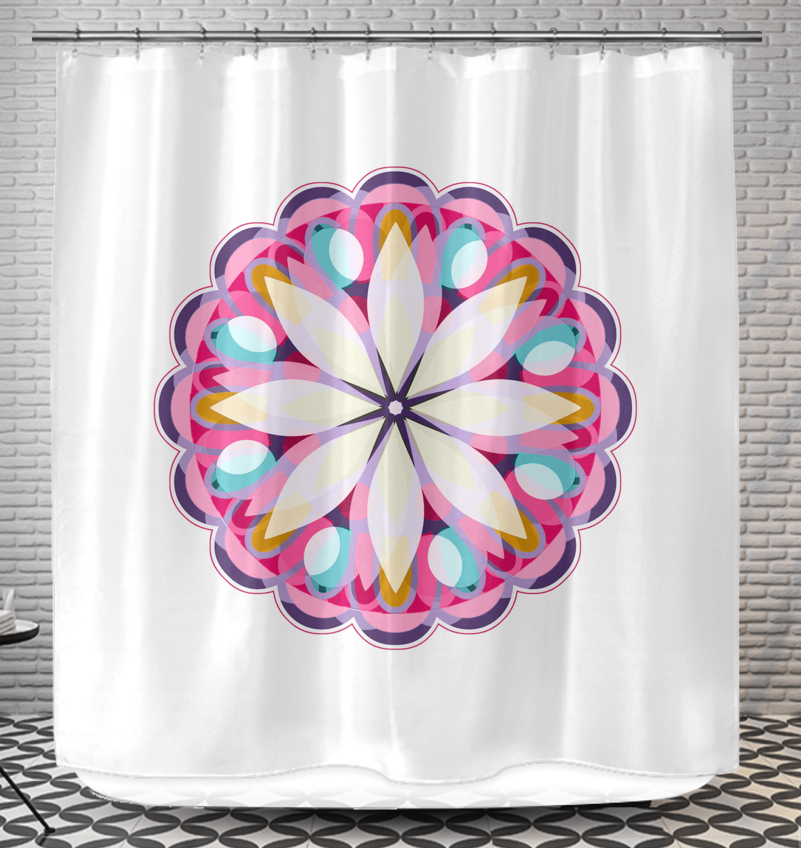 Mandala Blossom Bamboo Shower Curtain - Beyond T-shirts