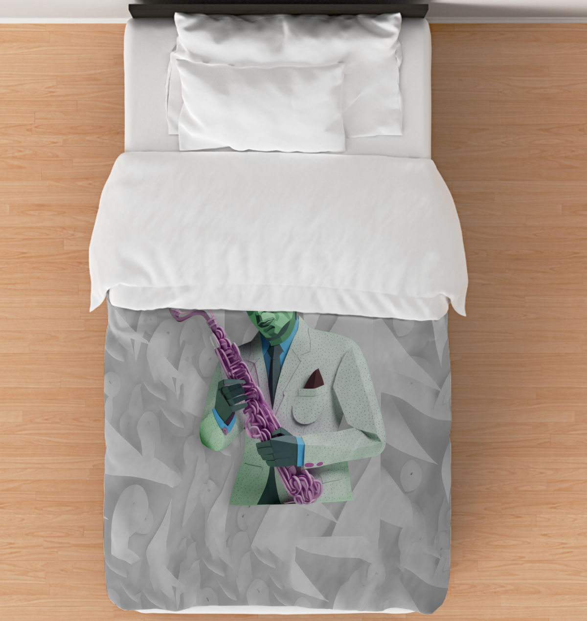 Galactic Dreams Paper Comforter spread out, showcasing star patterns for cozy bedrooms.