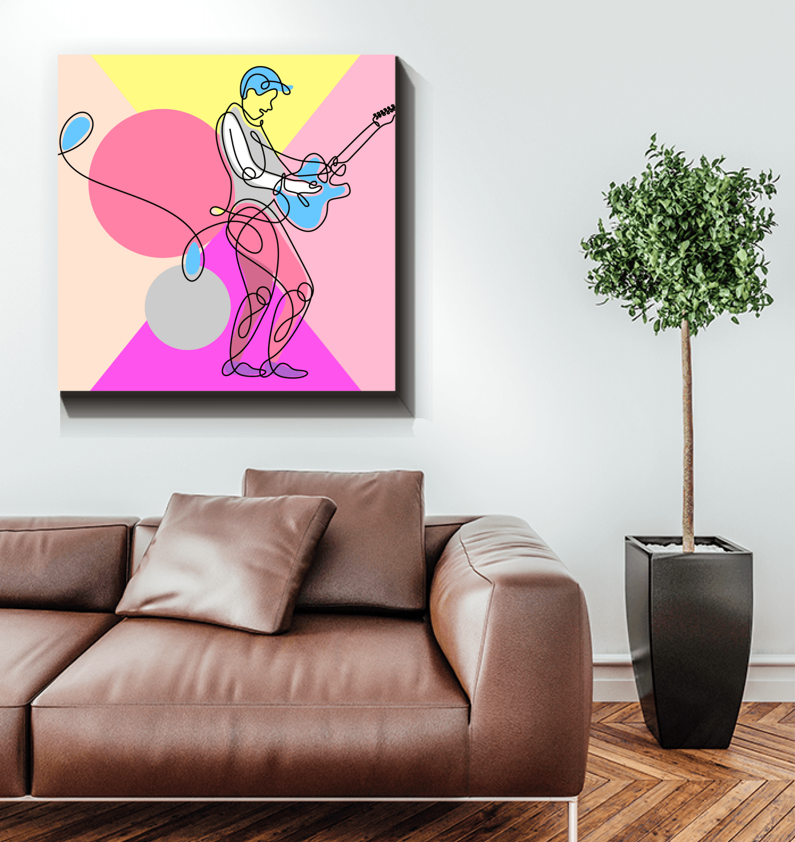 Guitar Line Art 4 Wrapped Canvas - Beyond T-shirts