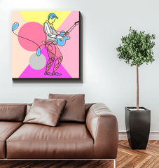 Guitar Line Art 4 Wrapped Canvas - Beyond T-shirts