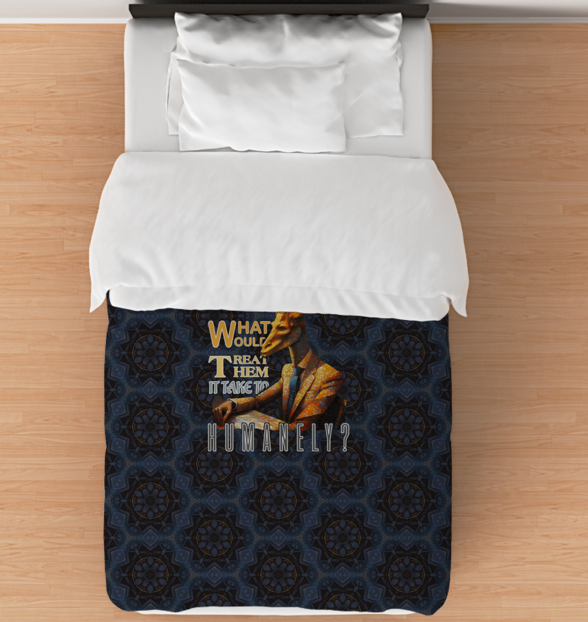 Medieval Giraffe Blacksmith Duvet Cover.