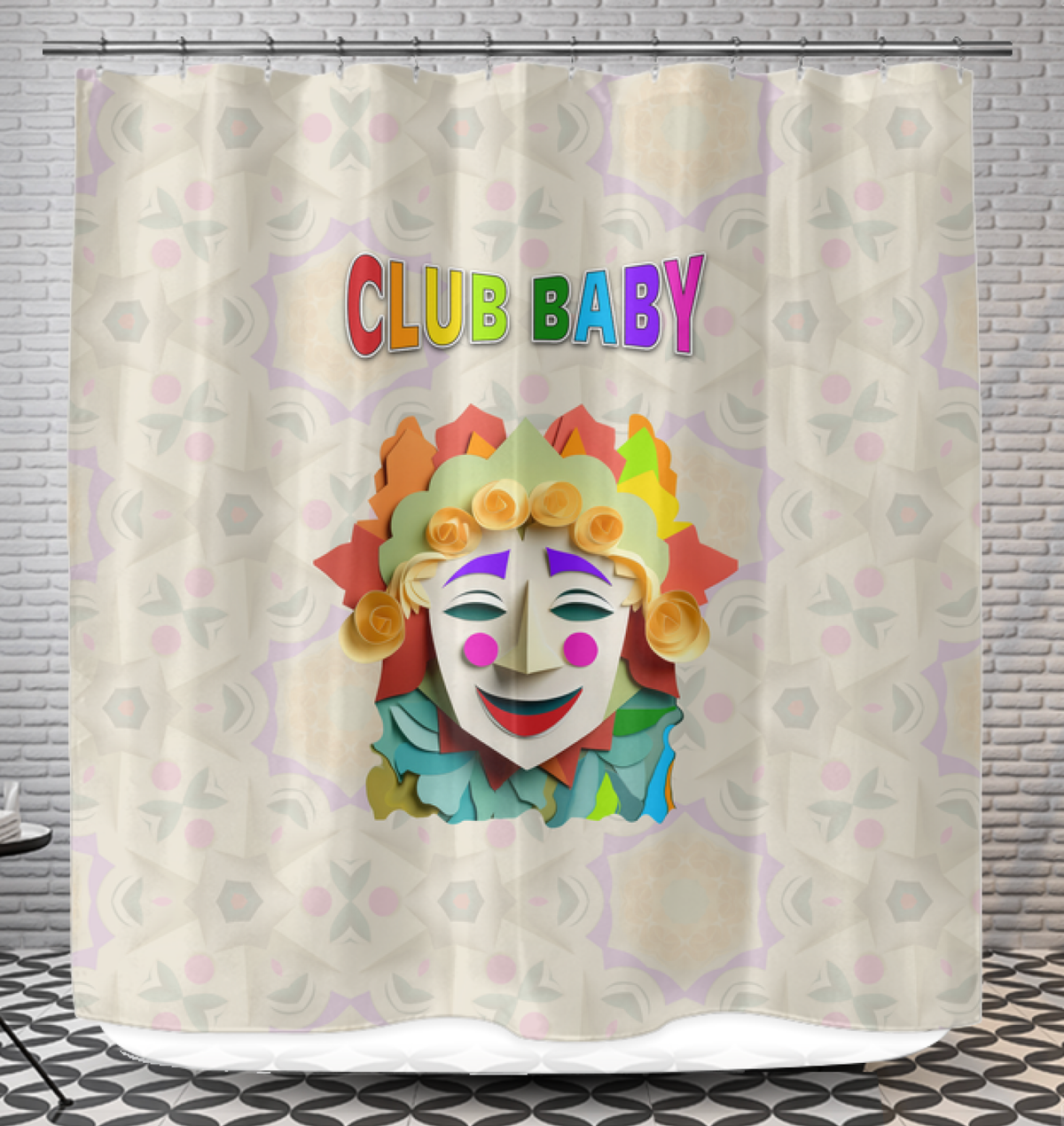 Front view of Rainbow Kingdom Fairyland Shower Curtain.