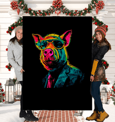 Curious Piglet Sherpa Blanket - Beyond T-shirts