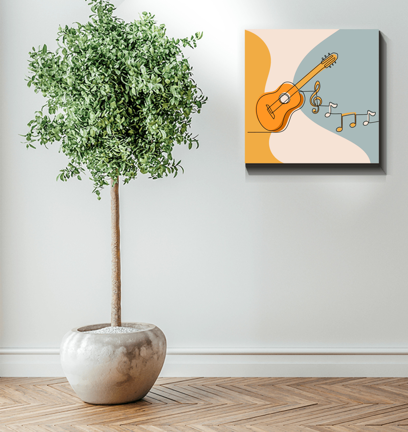 Guitar Line Art 3 Wrapped Canvas - Beyond T-shirts