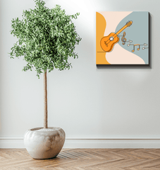 Guitar Line Art 3 Wrapped Canvas - Beyond T-shirts