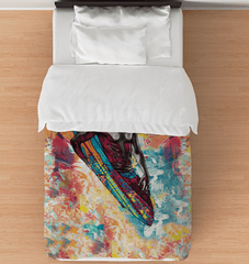 Elegant Surfing 5 13 Duvet Cover with soothing wave and surfboard designs for a relaxing bedroom atmosphere.