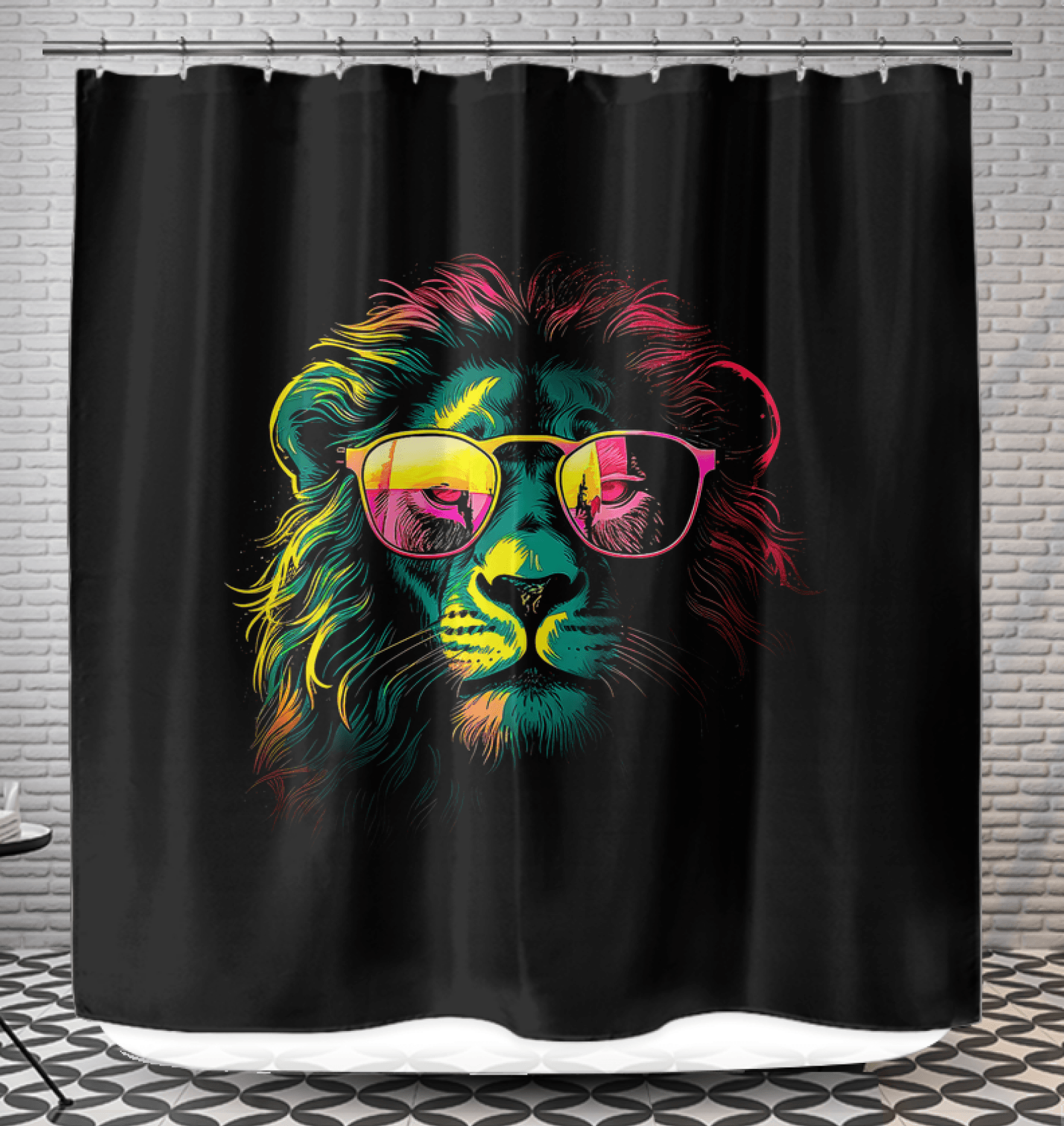 Transform your bathroom into a regal oasis with the majestic Lion Portrait Shower Curtain, a nod to the king of the jungle.