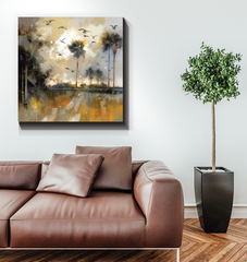 Sunrise Overlake Landscape Wrapped Canvas