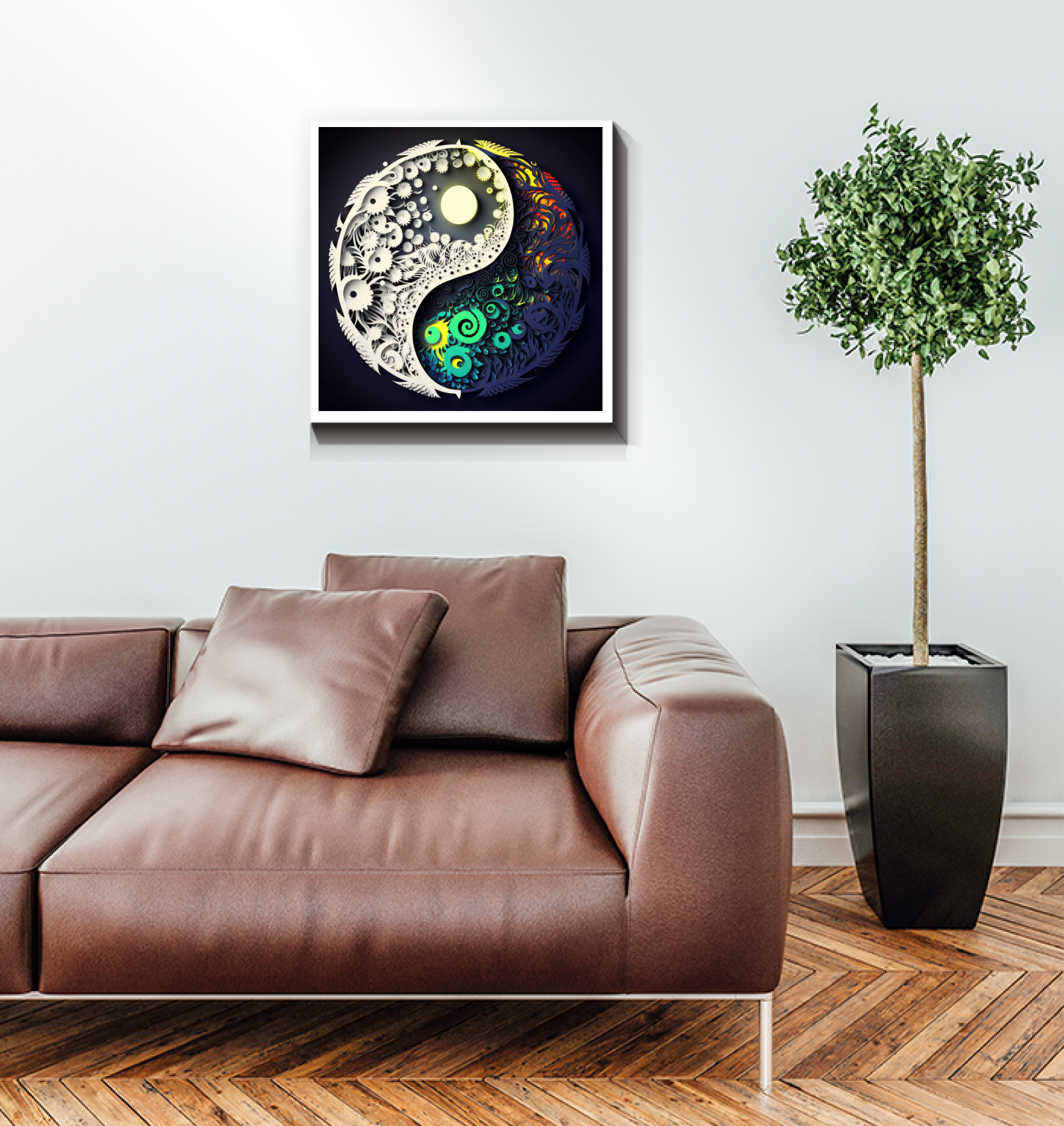Canvas print featuring the juxtaposition of storm and tranquility.