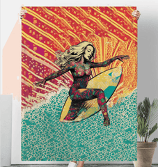 Elegant and warm Surfing 101 Sherpa blanket, capturing the essence of surfing in soft comfort.