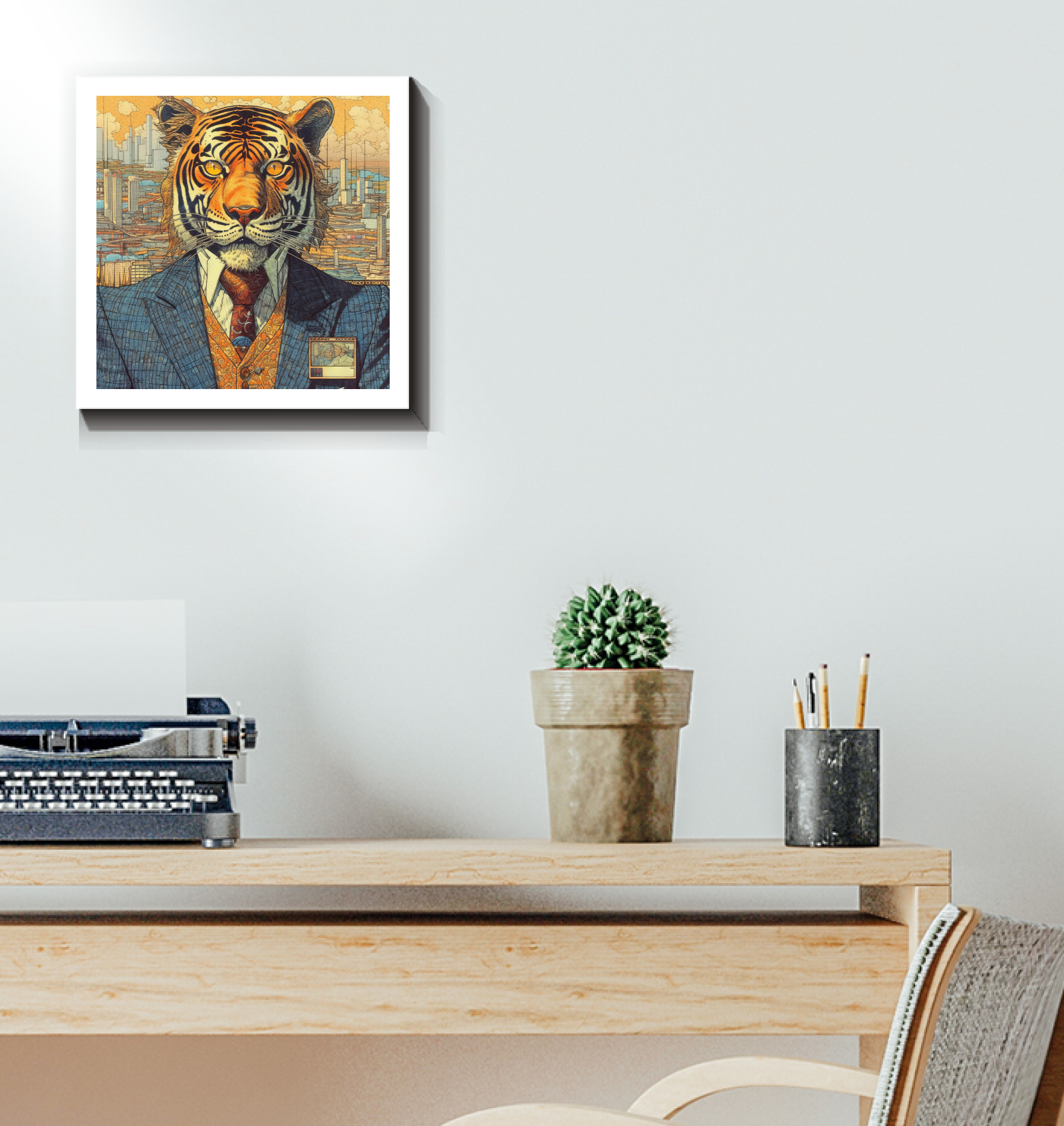Wrapped Canvas - Detective Dog in a Trench Coat - Detailed Look.