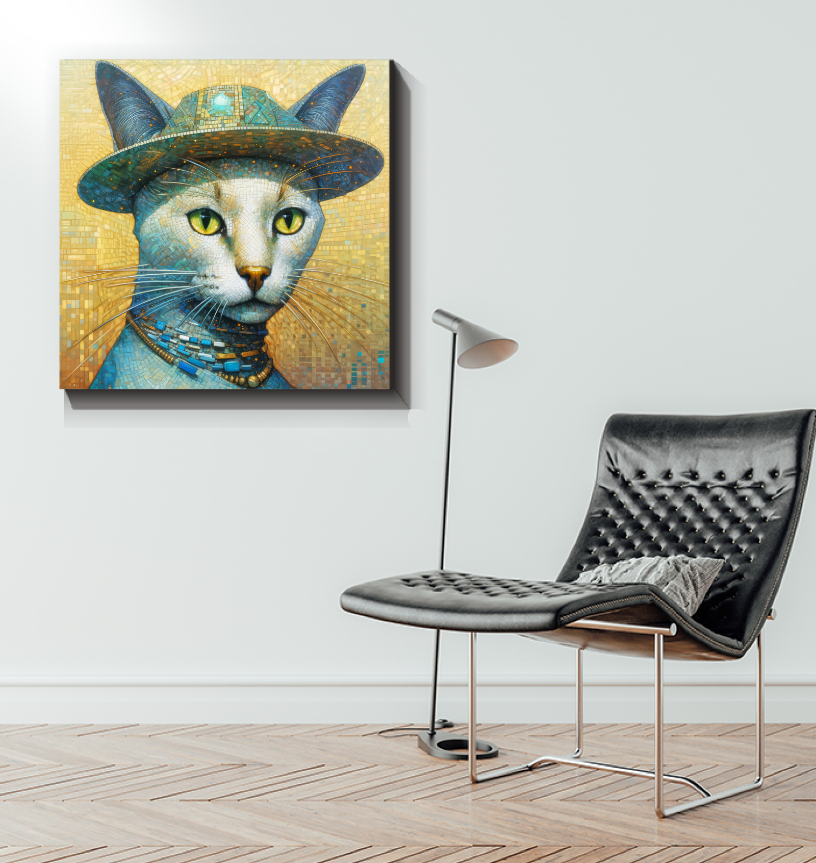 Decorative canvas with cute cat motifs.