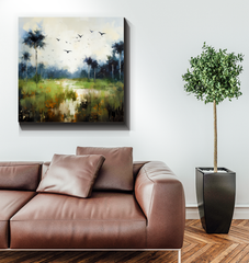 Misty Forest Landscape Wrapped Canvas