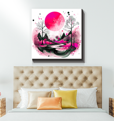 Majestic Mountains Illustrated Canvas Art