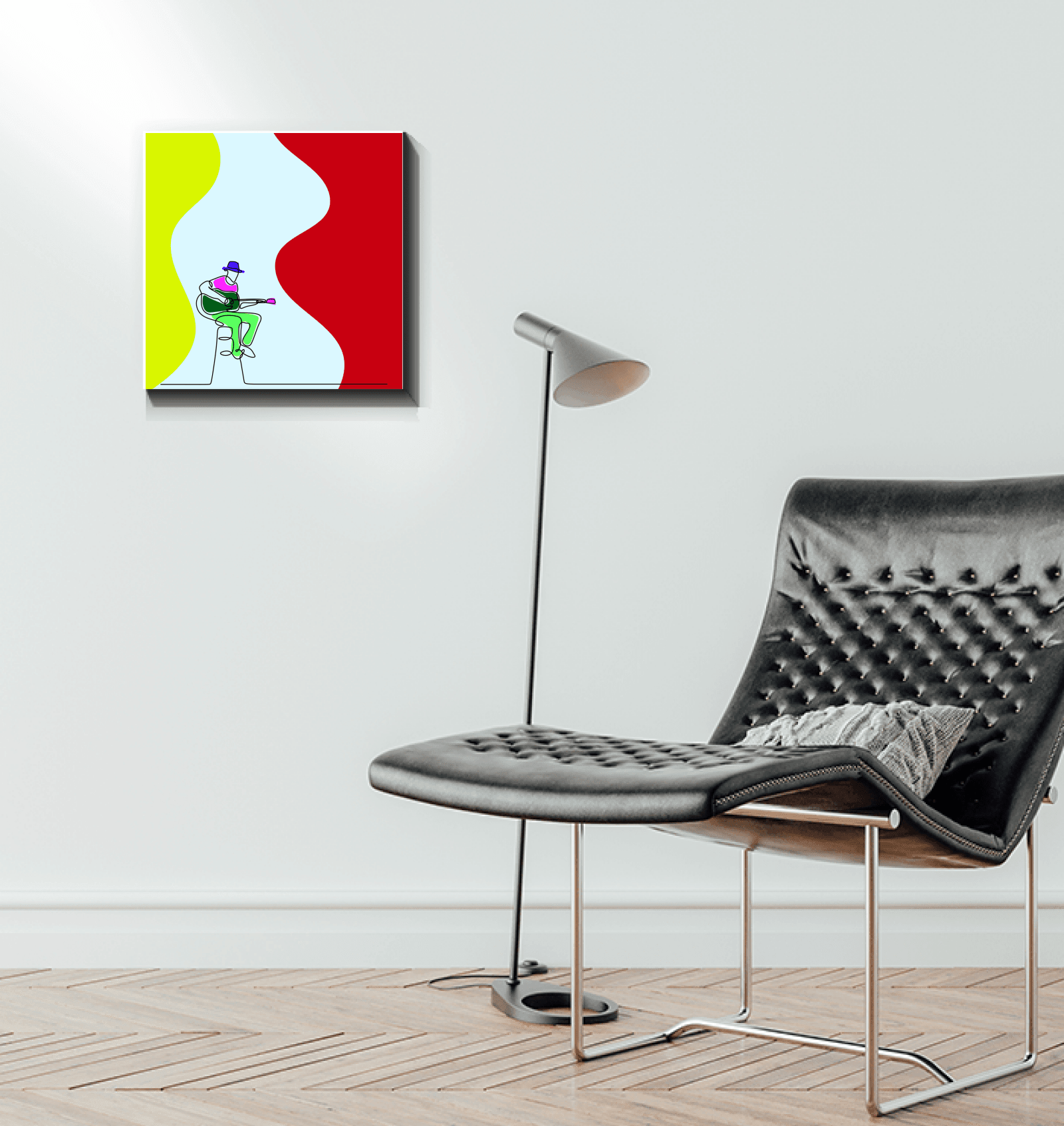 Guitar Line Art 3 Wrapped Canvas - Beyond T-shirts