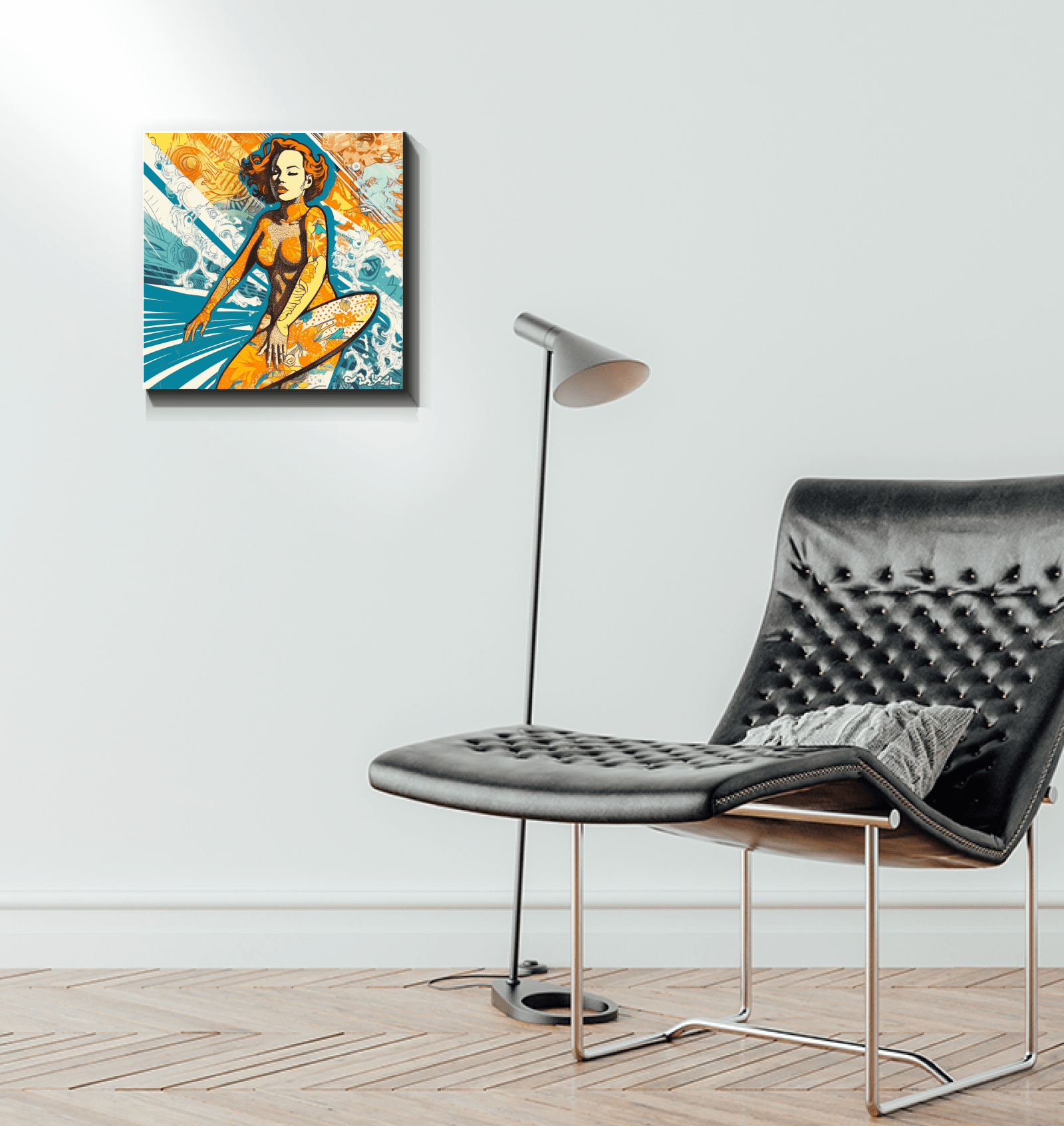Side angle view of Surfing 5 31 Wrapped Canvas