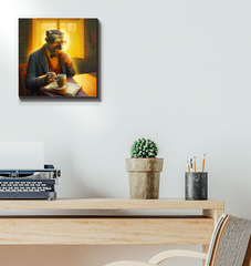 Gorilla Playing Electric Guitar on Wrapped Canvas.