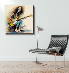 Vibrant Violinist's Velvety Vignette Wrapped Canvas