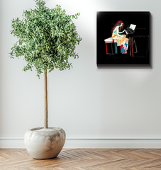 Artistic marigold field canvas print for interiors