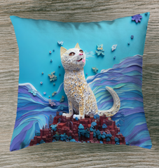 Elegant Kirigami Hummingbird Haven design on outdoor pillow.