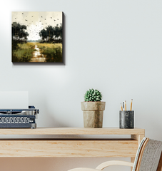 Moonlit Meadows Landscape Wrapped Canvas