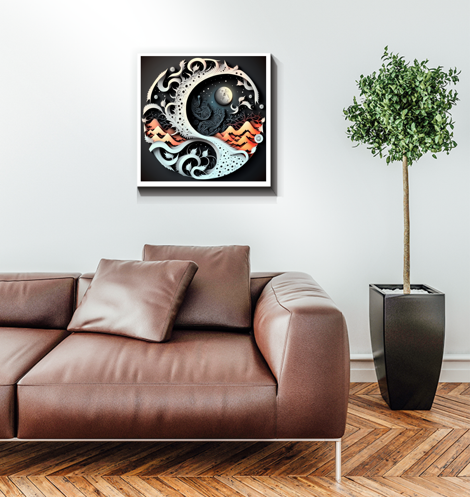 Contemporary art canvas capturing the essence of silence and music.
