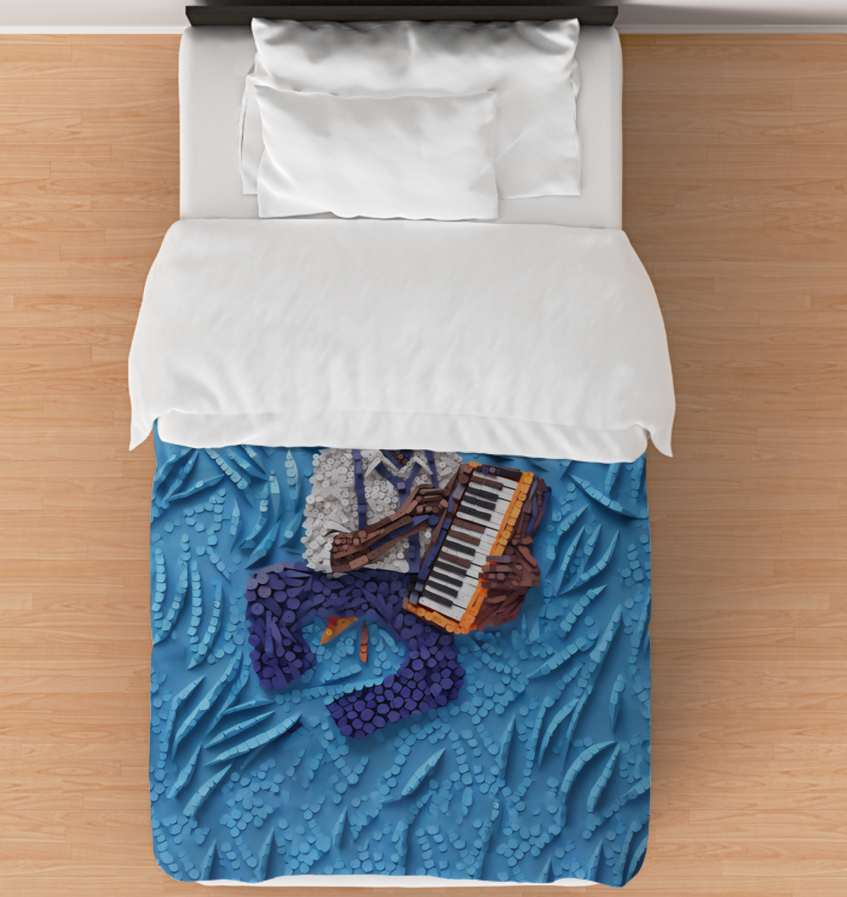 Elegant duvet cover with paper peacock design.