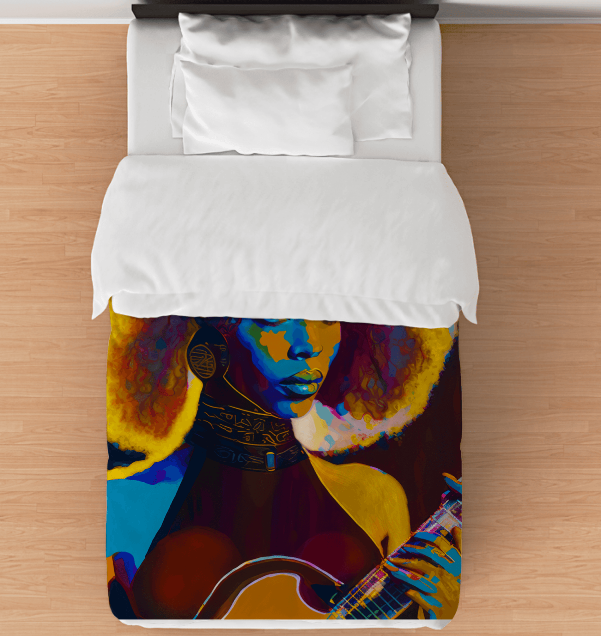 SurArt 128 Duvet Cover elegantly adorning a bed, showcasing its sleek design.