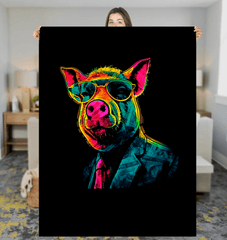 Curious Piglet Sherpa Blanket - Beyond T-shirts