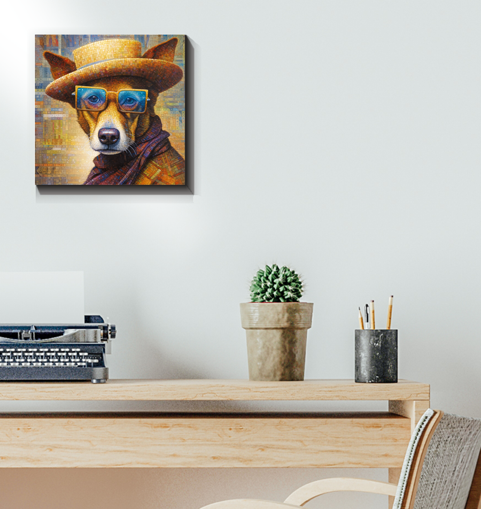 Adorable dog artwork on canvas