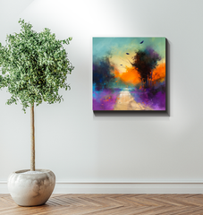 Moonlit Forest Path Wrapped Canvas