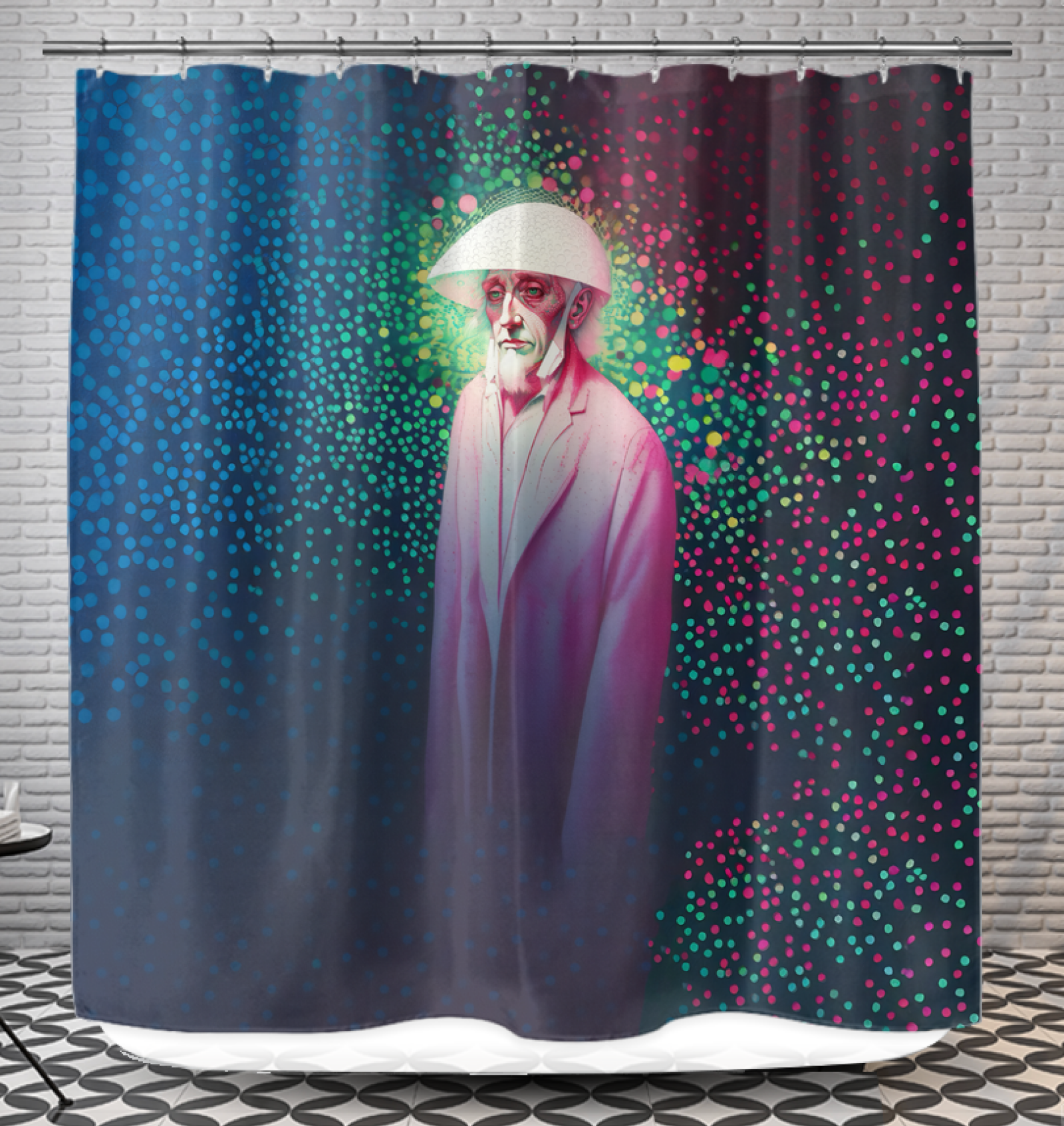 Enigmatic Elegance Shower Curtain in modern bathroom setting