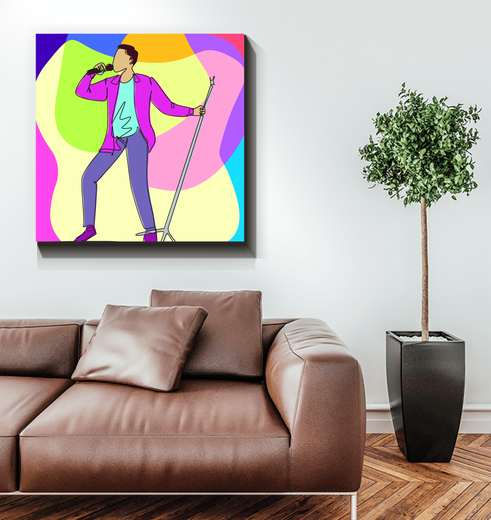 A singer With S Microphone Stand1 Wrapped Canvas - Beyond T-shirts