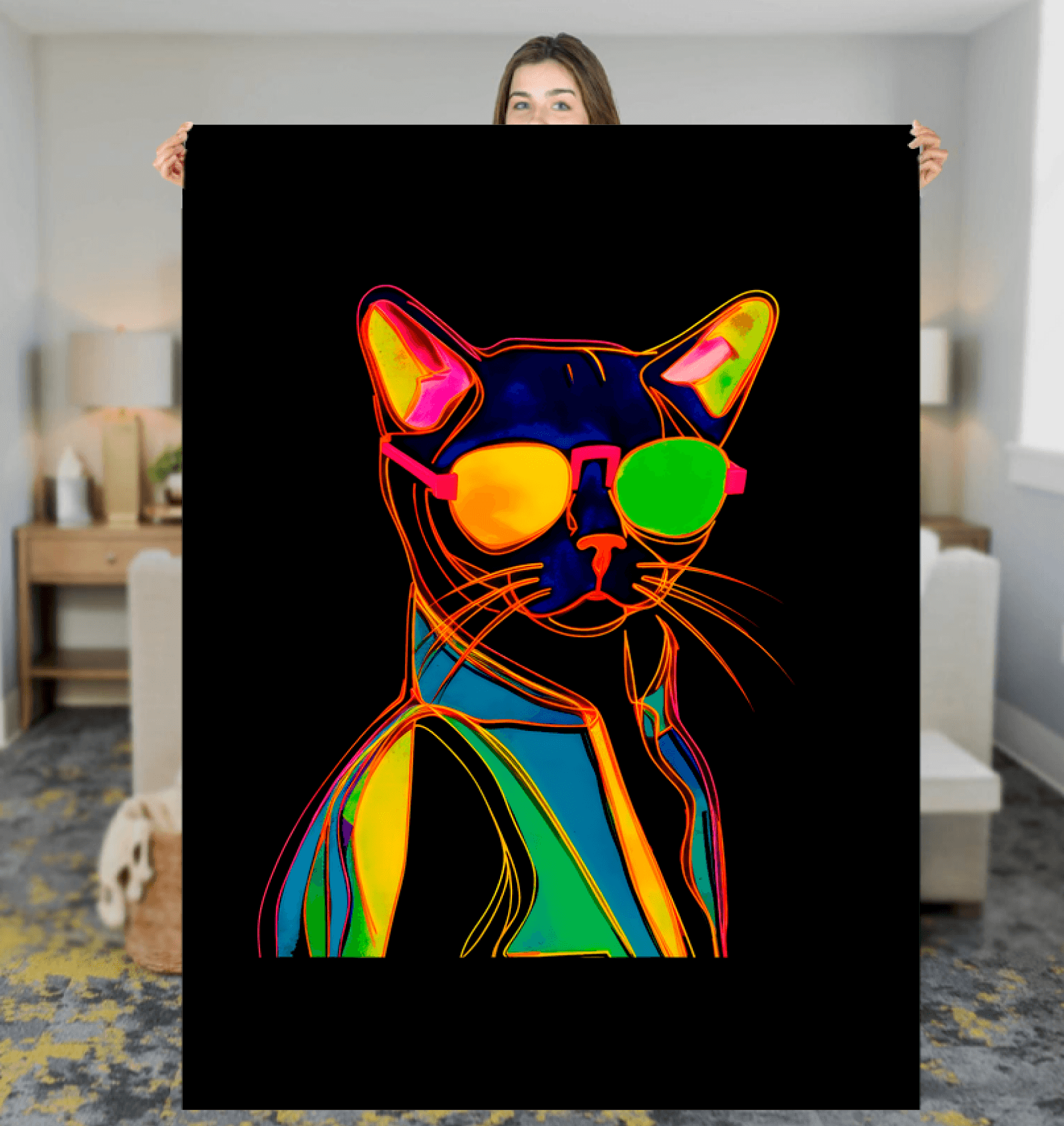 Curious Cat Haven Sherpa Blanket - Beyond T-shirts