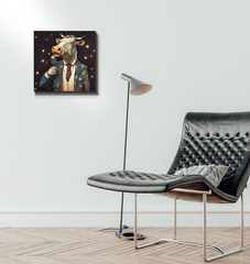 Cow's Whimsical Meadow Wrapped Canvas