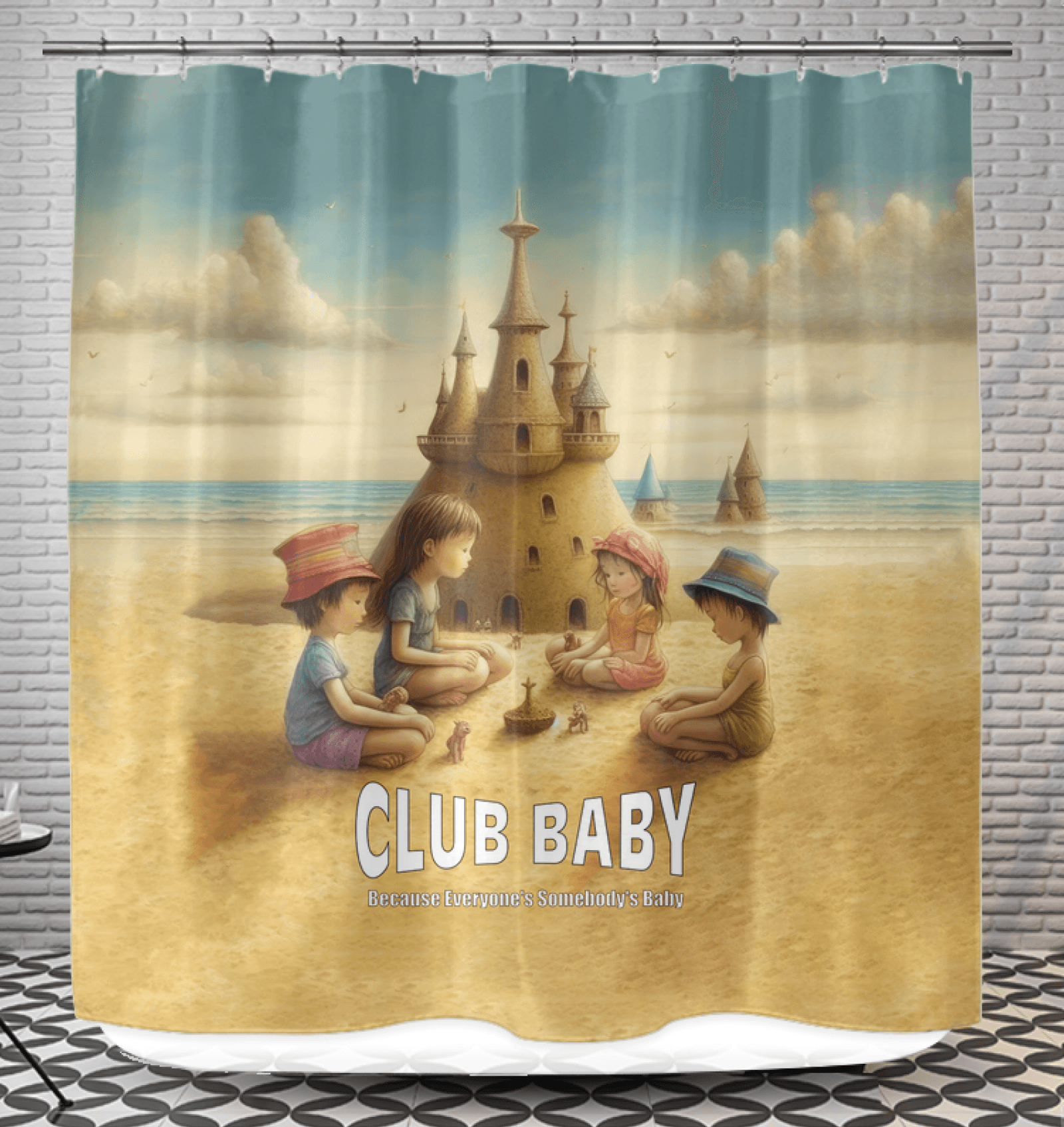 CB3-118 luxury waterproof shower curtain in elegant bathroom setting