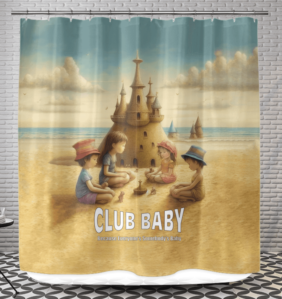 CB3-118 luxury waterproof shower curtain in elegant bathroom setting